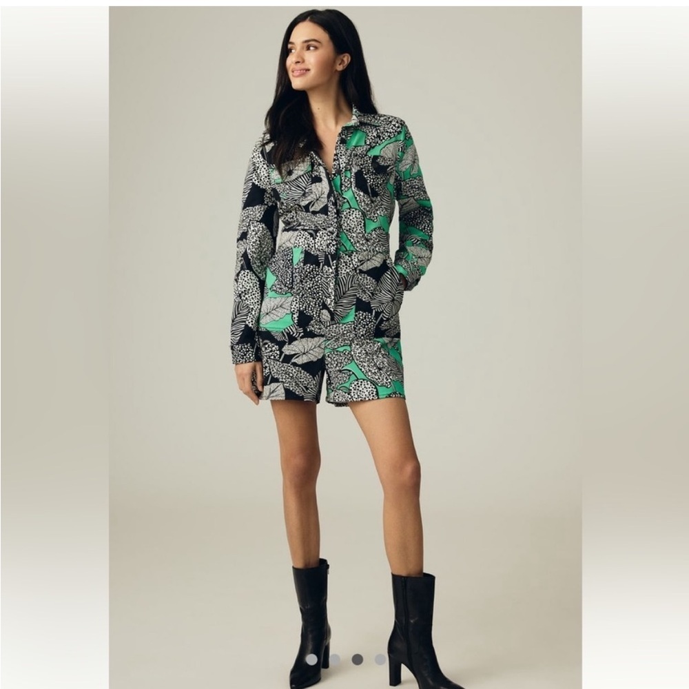 Farm rio XL Bahia foliage long sleeve romper.